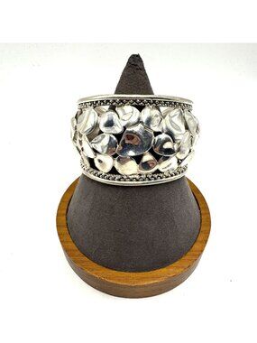 Michael Dawkins Sterling Silver 925 Abstract Pebbled Cuff Bracelet Size Small